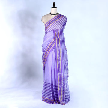 Purple Bengal Cotton Saree For Women | Daily Office Wear Summer Collection | Jeyachandran - Full View