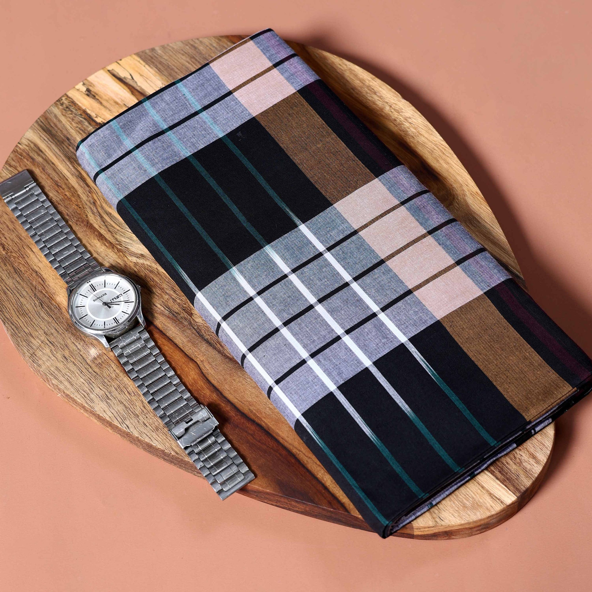 Sangu Brand Men's Premium Cotton Checked Lungi Stitched - Multi