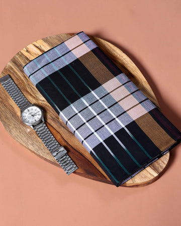 Sangu Brand Men's Premium Cotton Checked Lungi Stitched - Multi