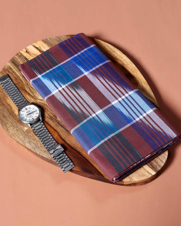 Sangu Brand Men's Premium Cotton Striped Lungi Stitched - Maroon