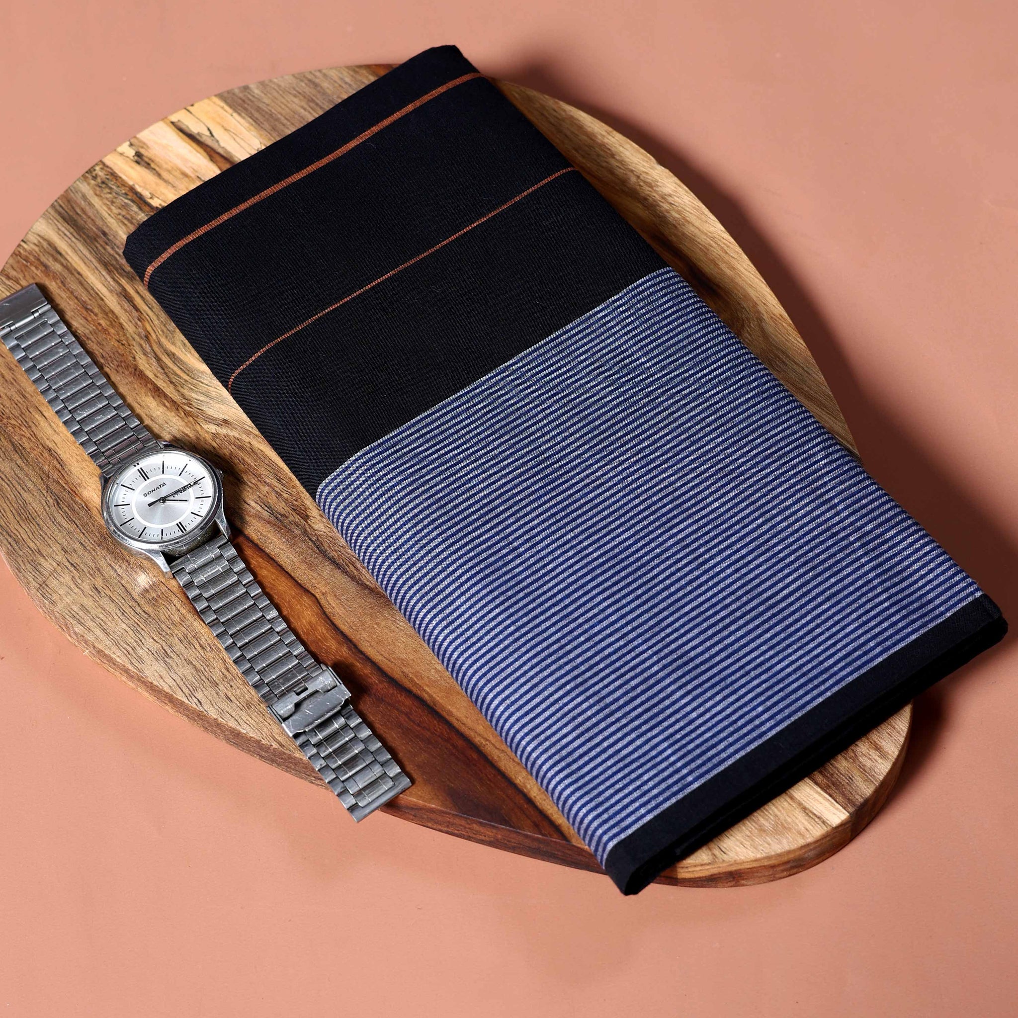 Sangu Brand Men's Premium Cotton Striped Lungi Stitched - Multi-three