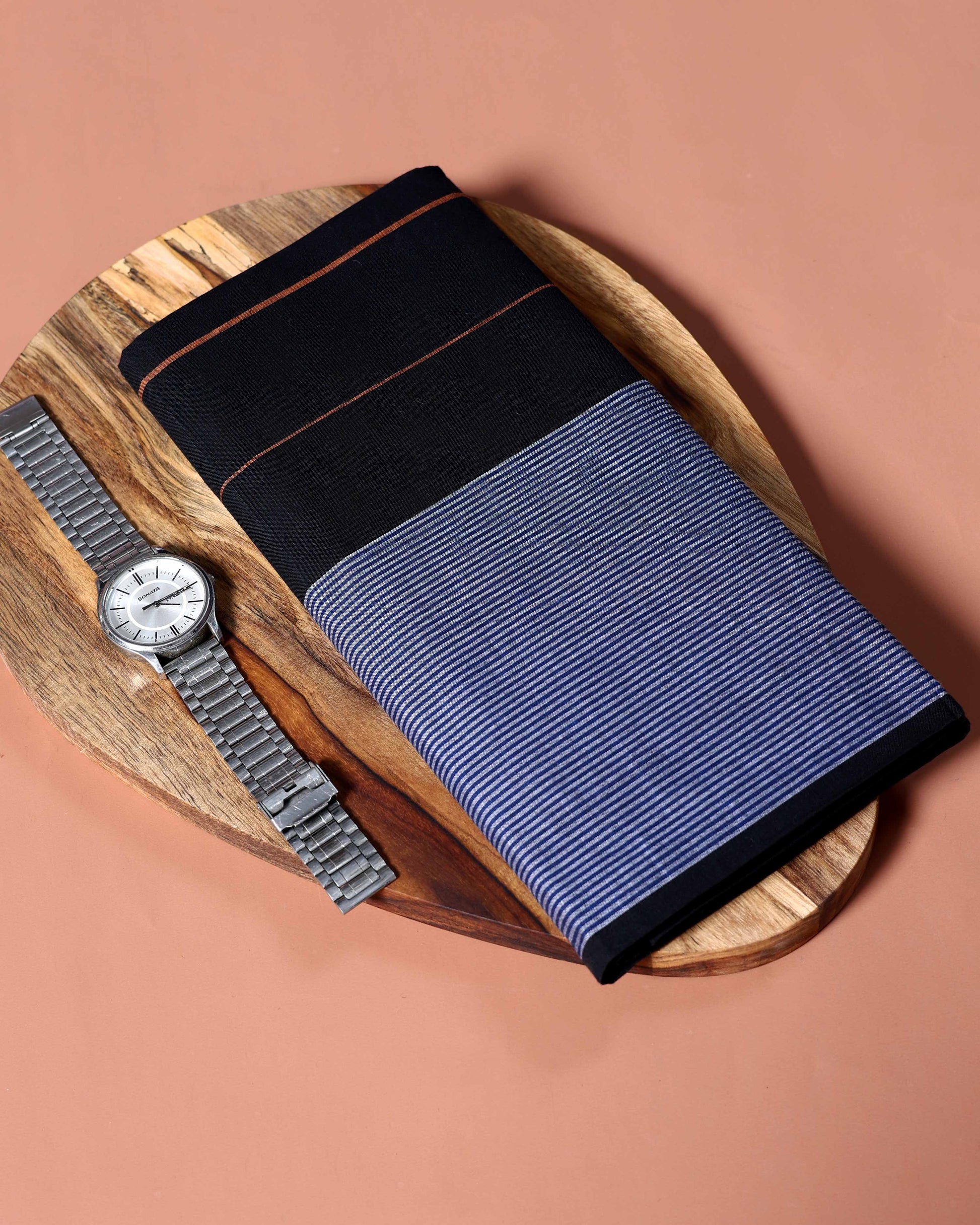 Sangu Brand Men's Premium Cotton Striped Lungi Stitched - Multi-three