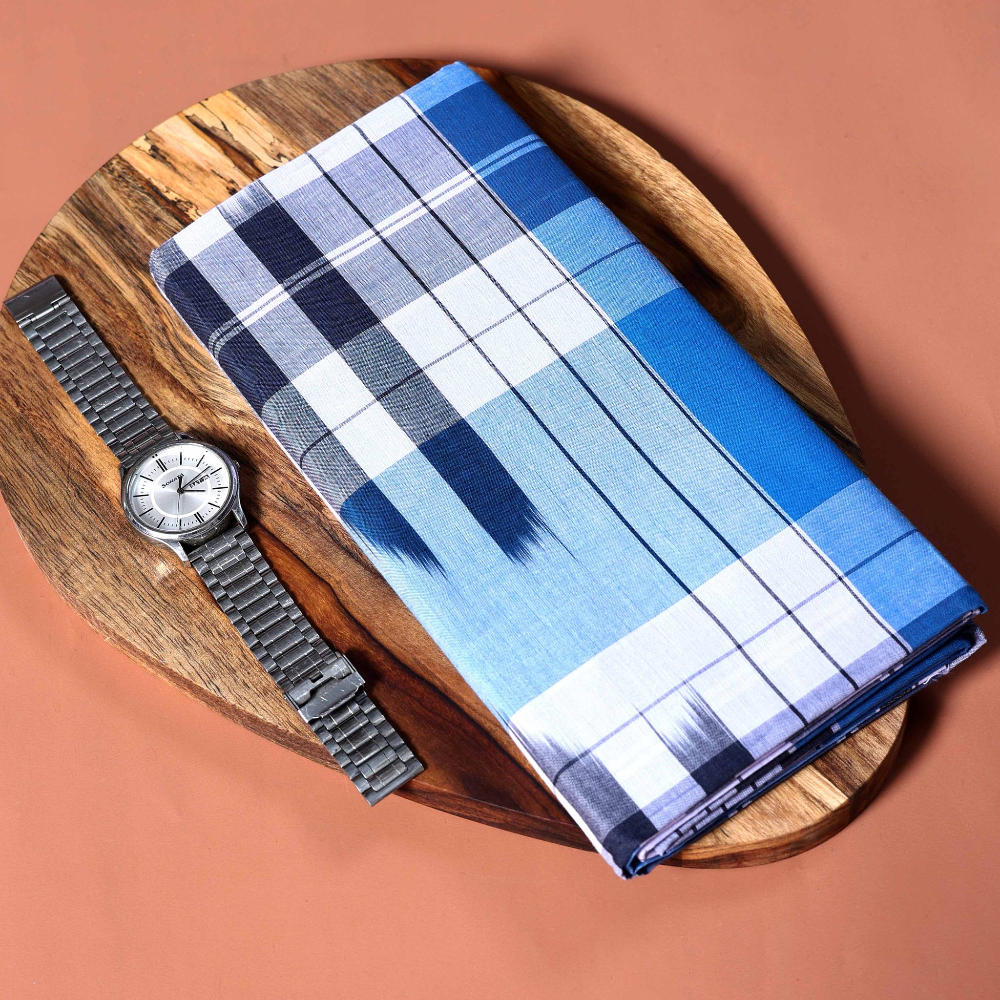 Sangu Brand Men's Premium Cotton Striped Lungi Stitched - Multi