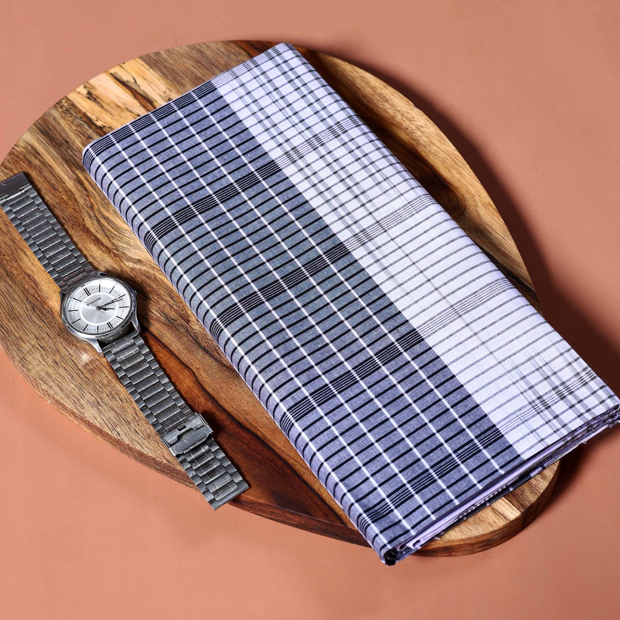 Sangu Brand Men's Premium Cotton Striped Lungi Stitched - Multi -four