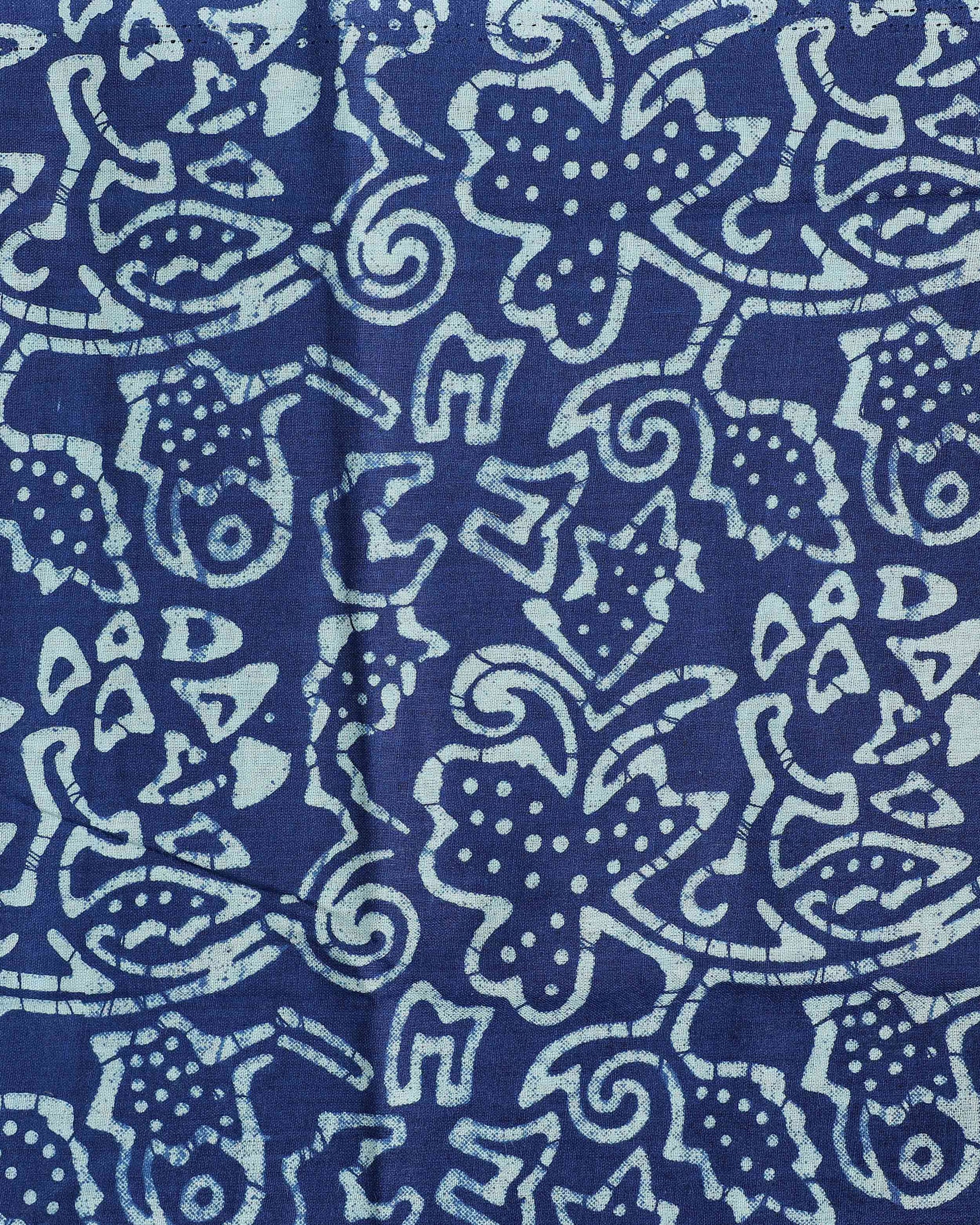 Saree_with_Contrast_Printed_Blouse_-_Teal