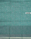 Elegant Semi Chanderi Saree with All-Over Floral Vine Buta Motifs and Intricately Contrast Zari Border  - Green-Blouse