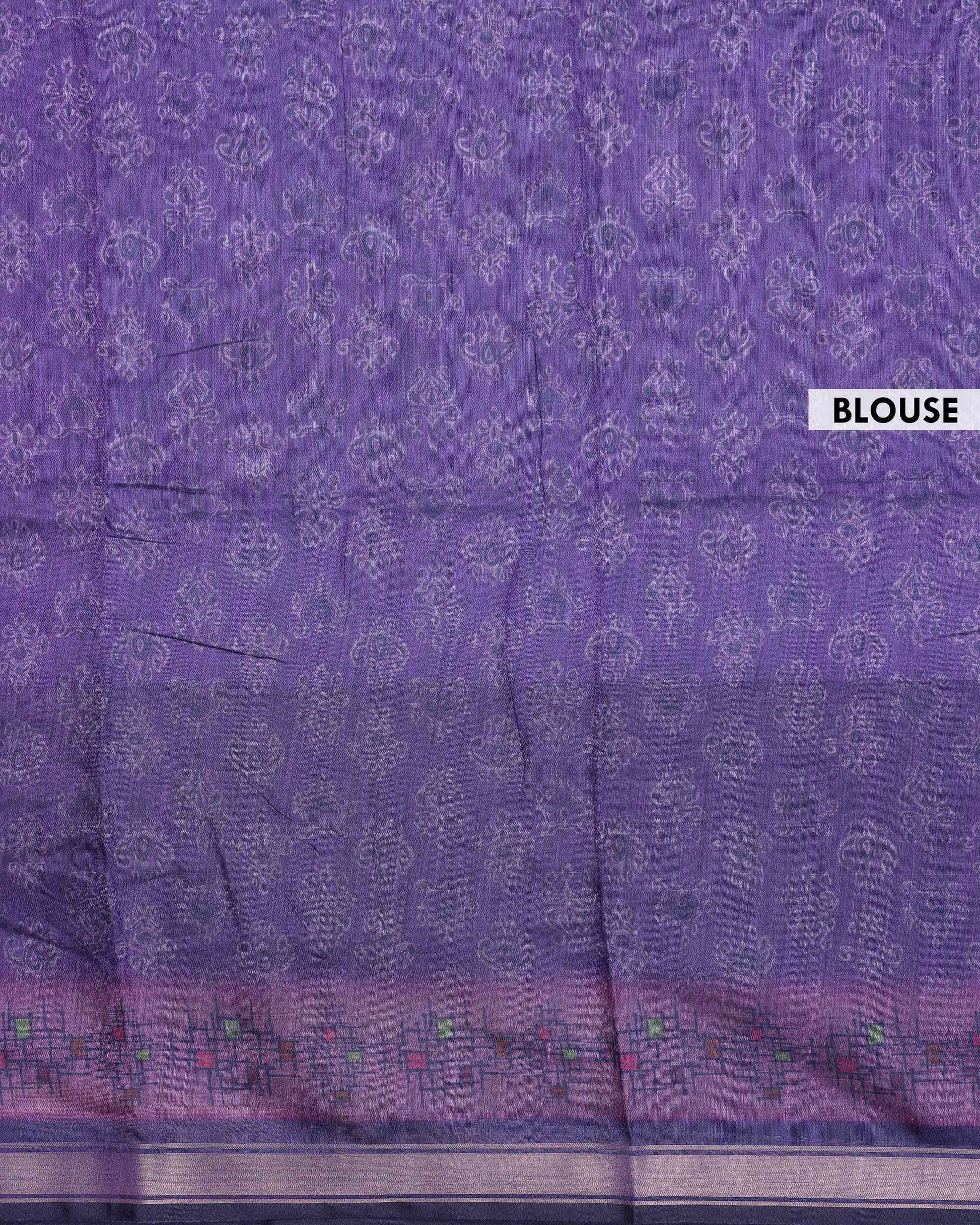 Elegant Semi Chanderi Saree with Traditional Paisley Motifs and Woven Contrast Zari Border - Blouse