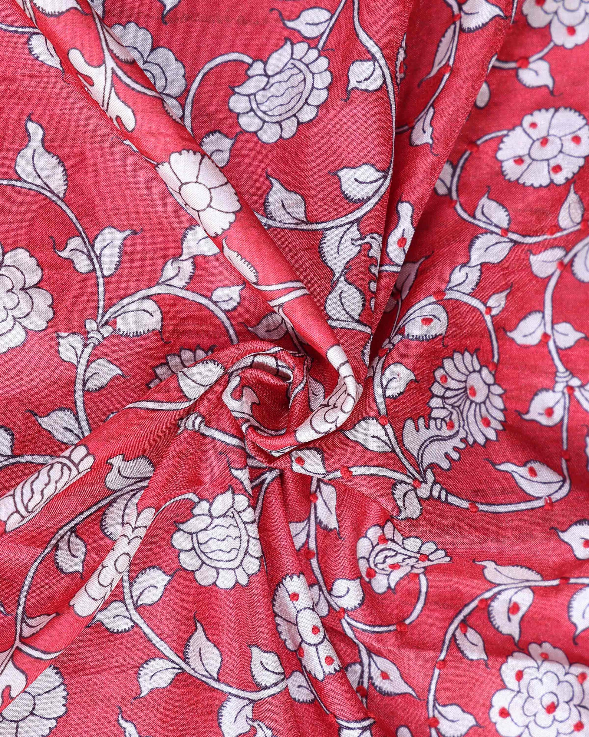 Elegant_Semi_Tussar_Kalamkari_Inspired_Knot_Work_Saree_with_a_Classic_Self_Border_-_Red-Blouse