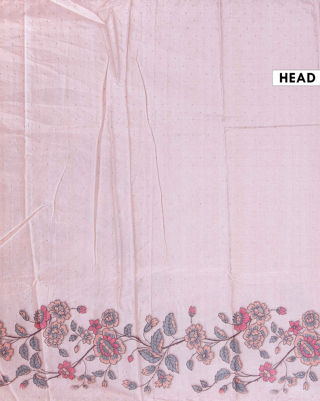 Elegant Semi Tussar Silk Saree with Floral Embroidery and Zari Dots - Light Pink
