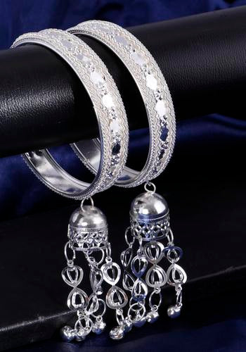 Buy Set Of 2 Silver Plated Bangles
