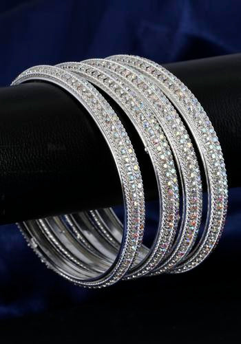 Buy Set Of 4 Silver Plated Bangles