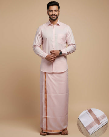 Shirt & Dhoti Set- light pink