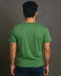 Short Sleeve Crew Neck T-Shirt with Small Embroidered Logo Green Back View
