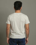 Short Sleeve Crew Neck T-Shirt with Small Embroidered Logo Grey Back View