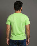 Short Sleeve Crew Neck T-Shirt with Small Embroidered Logo Pista Green Back View