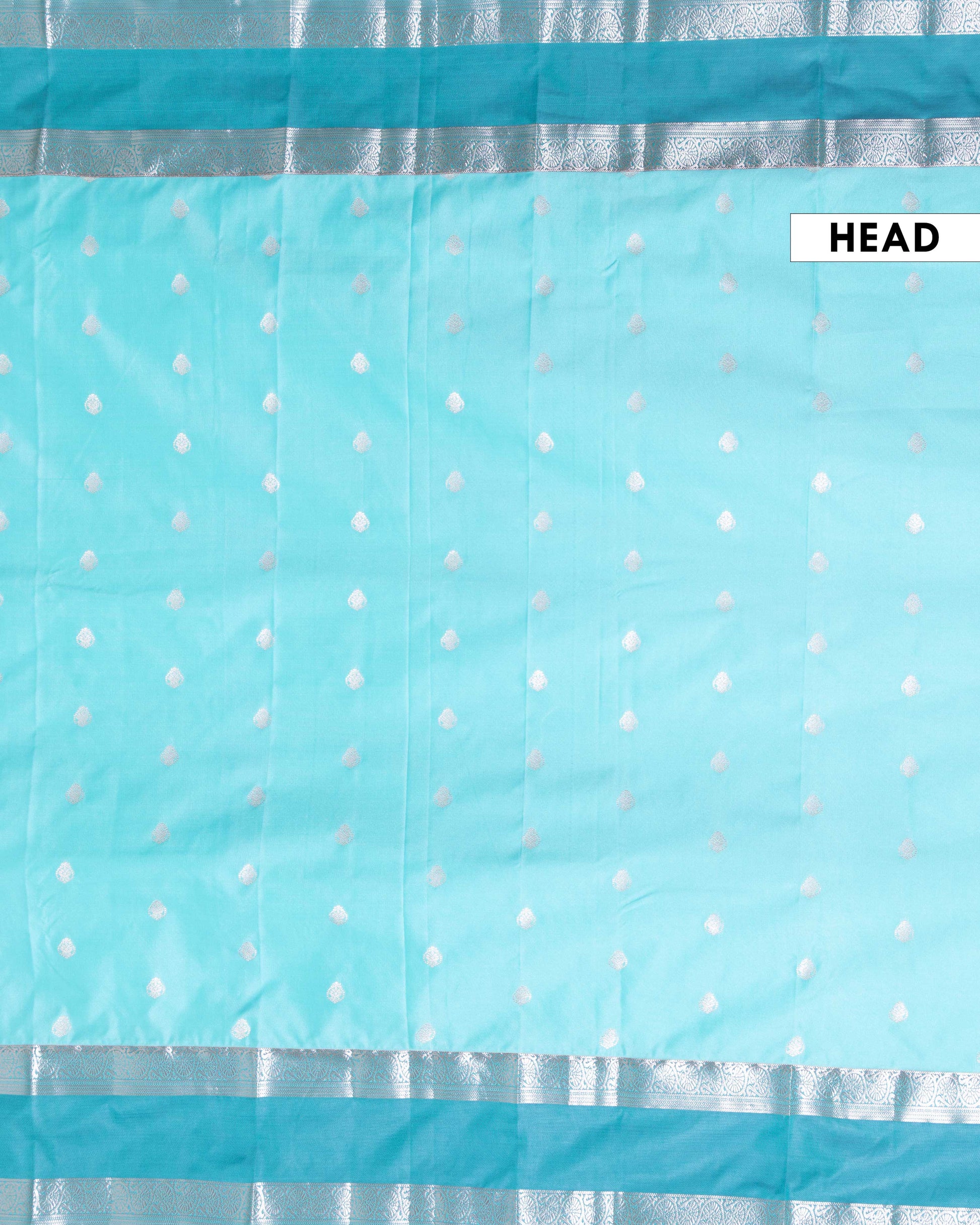 Soft Silk Saree with Intricate Zari Butti Weave and Rich Contrast Border Finish - Sky Blue