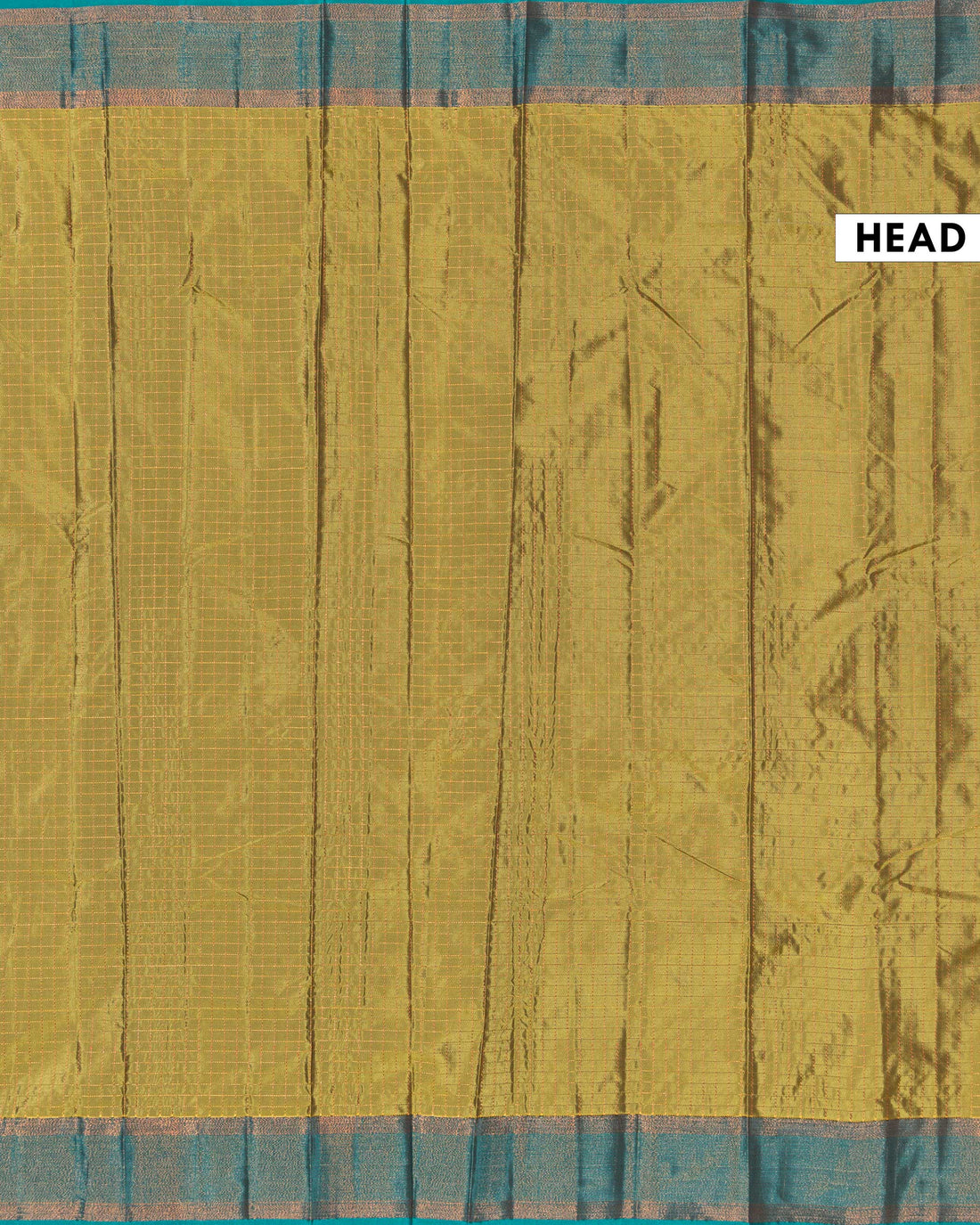 Soft Silk Saree with Subtle Checkered Weave and Rich Contrast Zari Border - Olive Green