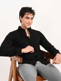 Men’s Native Bull Solid Casual Shirt with Full Sleeves and Chest Pocket - Black