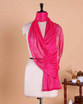 Solid Women’s Dupatta with Soft Crinkled Texture Lightweight Sheer and Finished Edges - Rani Pink