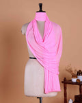 Solid Women’s Dupatta with Soft Crinkled Texture Lightweight Sheer and Finished Edges - Rose Pink