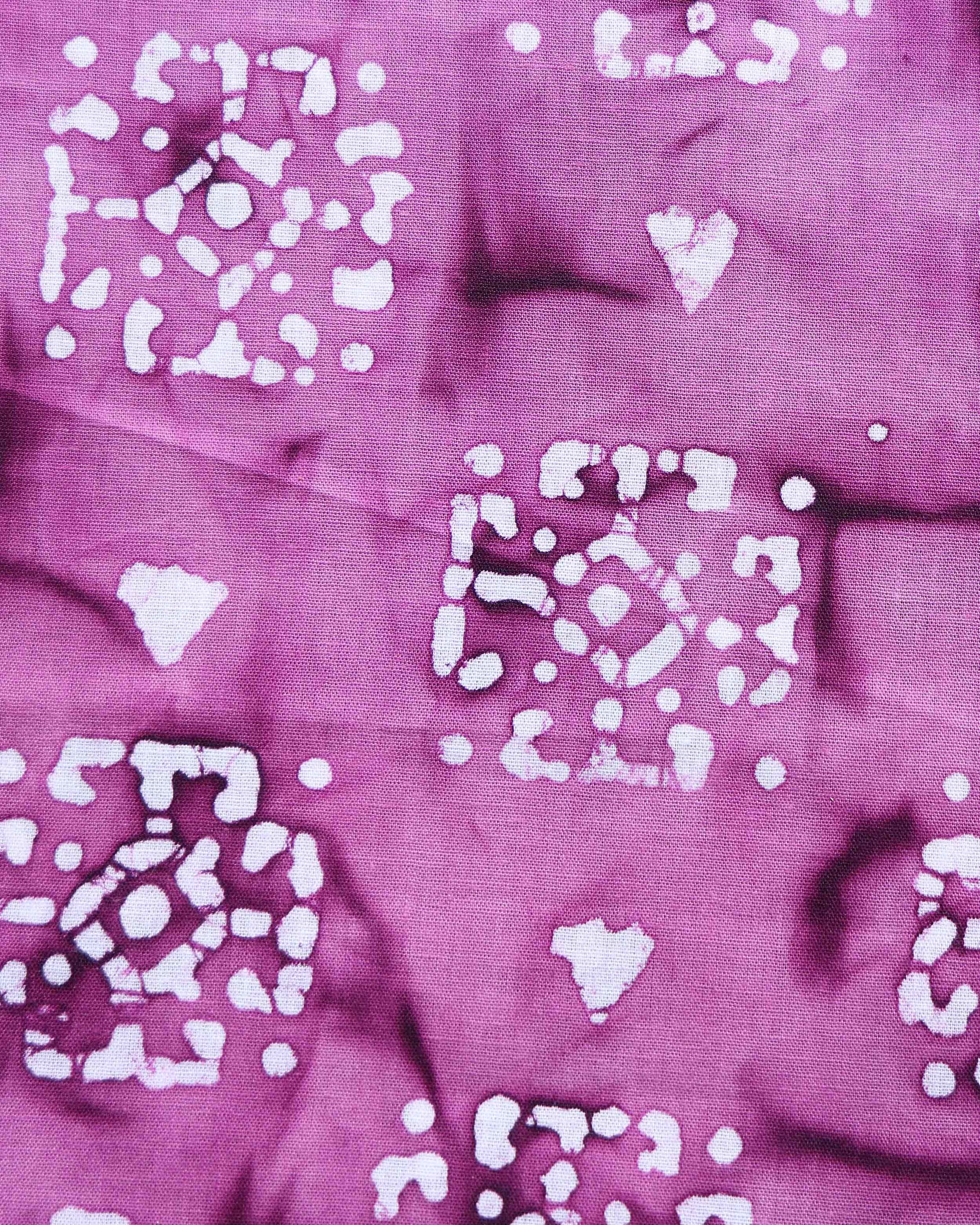 Traditional Square Motif Batik Printed Cotton 1 Meter Blouse Material for Women - Pink