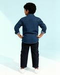 Stylish Boys Denim Cargo Jeans with Front Pockets and Zip Detailing - Blue