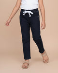 Stylish Girls Denim Jeans with Comfortable Fit and Trendy Belt Design  - Black