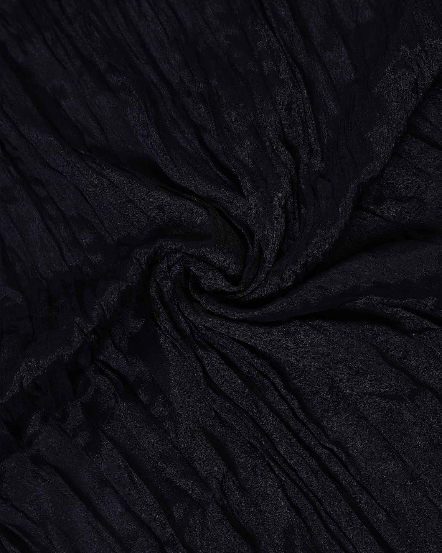 Stylish Women’s Dupatta in Soft Textured with Wrinkled Finish and Decorative Tassel Edges - Black-Close Up