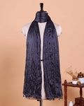 Stylish Women’s Dupatta in Soft Textured with Wrinkled Finish and Decorative Tassel Edges - Dark Grey