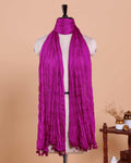Elegant Women’s Dupatta in Soft Textured with Wrinkled Finish and Decorative Tassel Edges, Purple