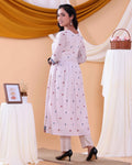 Stylish Women's Printed Anarkali Kurta Set with Dupatta - Beige