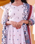 Stylish Women's Printed Anarkali Kurta Set with Dupatta - Beige-Close