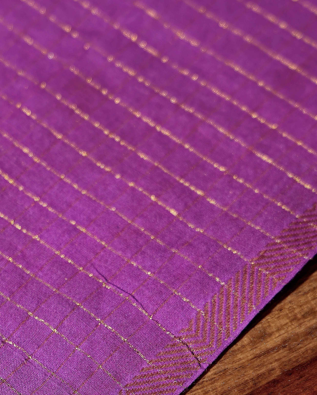 Women's Elegant Sungudi Cotton 1 Meter Blouse Material with Zari Accents - Purple