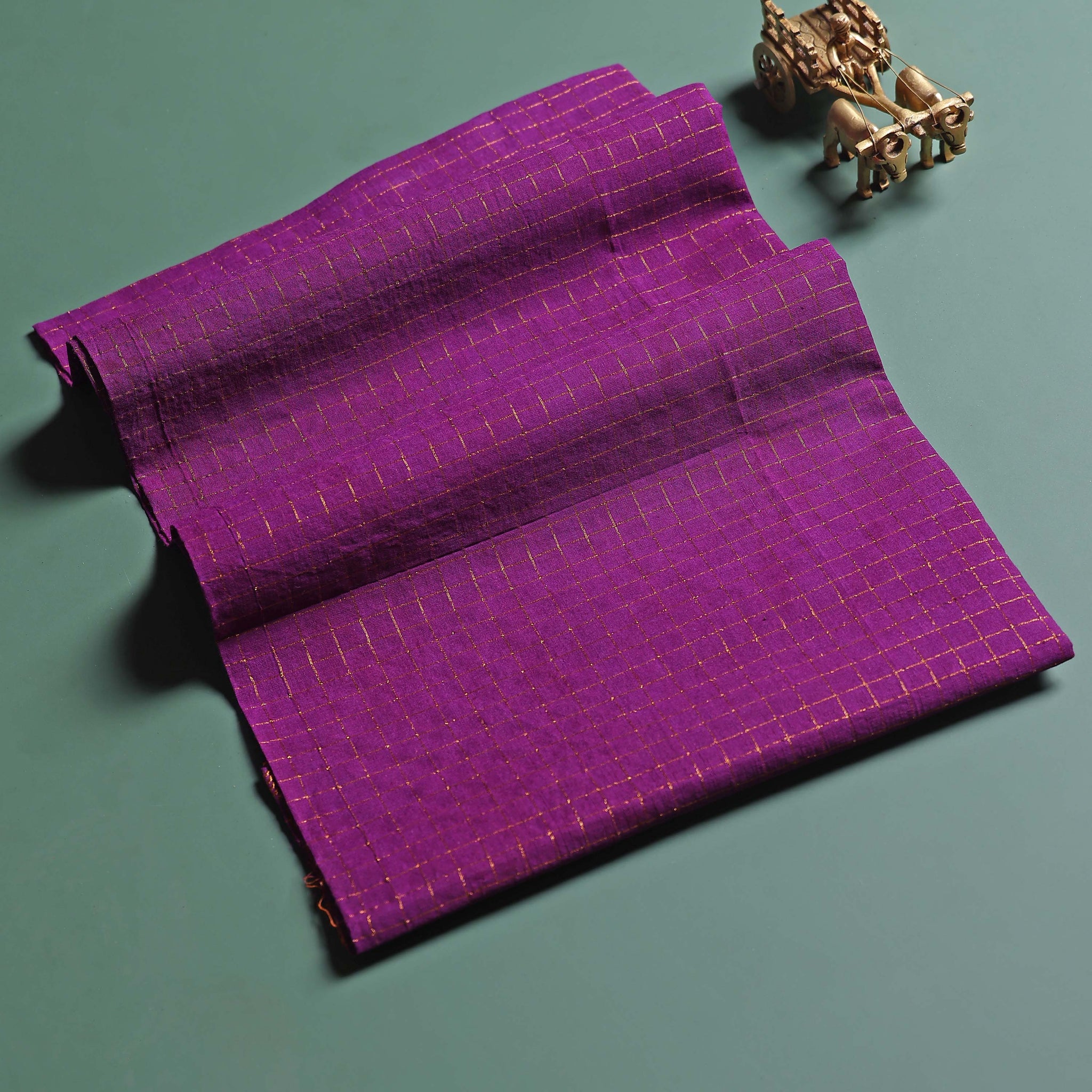 Women's Elegant Sungudi Cotton 1 Meter Blouse Material with Zari Accents - Purple