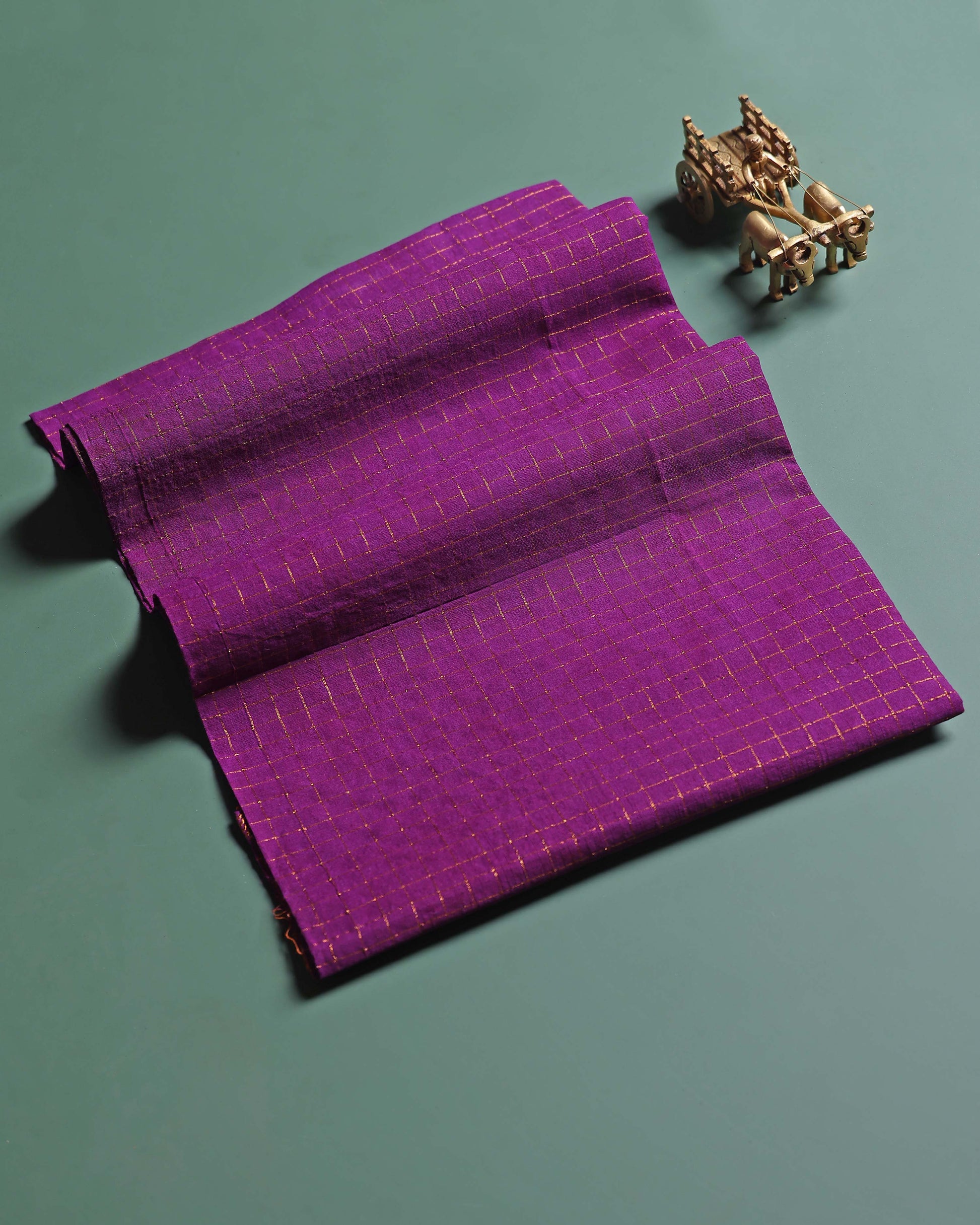 Women's Elegant Sungudi Cotton 1 Meter Blouse Material with Zari Accents - Purple