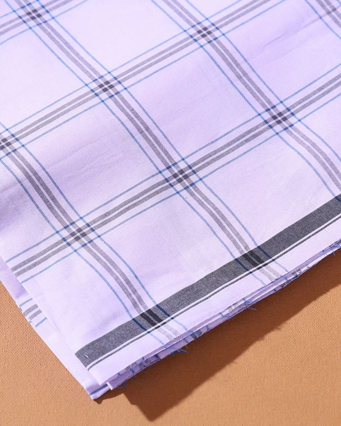Men’s Kibs Brand Premium Cotton Lungi 2.20 Meter Length with Checked Pattern - White