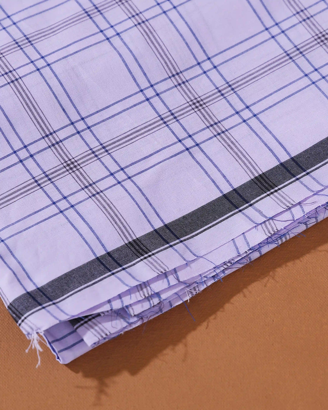 Men’s Kibs Brand Premium Cotton Lungi 2.20 Meter Length with Checked Pattern - White