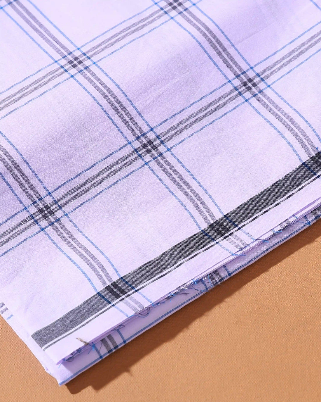Men’s Kibs Brand Premium Cotton Lungi 2.20 Meter Length with Checked Pattern - White