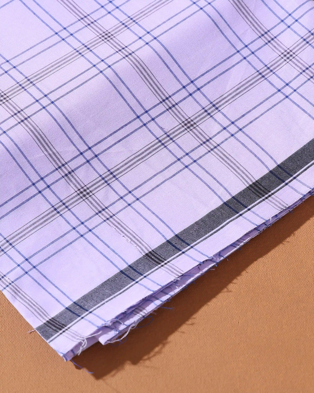 Men’s Kibs Brand Premium Cotton Lungi 2.20 Meter Length with Checked Pattern - White