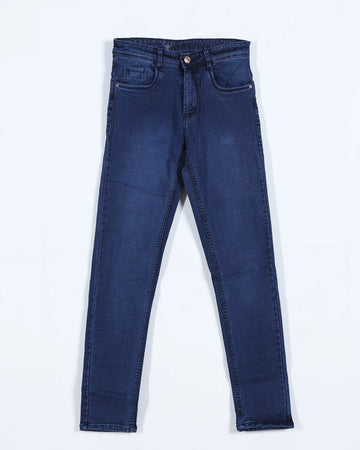 Men’s Nativebull Slim Fit Mid Rise Denim Jeans with Classic Pocket Design Button Closure and Belt Loops - Blue
