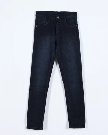 Men’s Nativebull Slim Fit Mid Rise Denim Jeans with Classic Pocket Design Button Closure and Belt Loops - Black