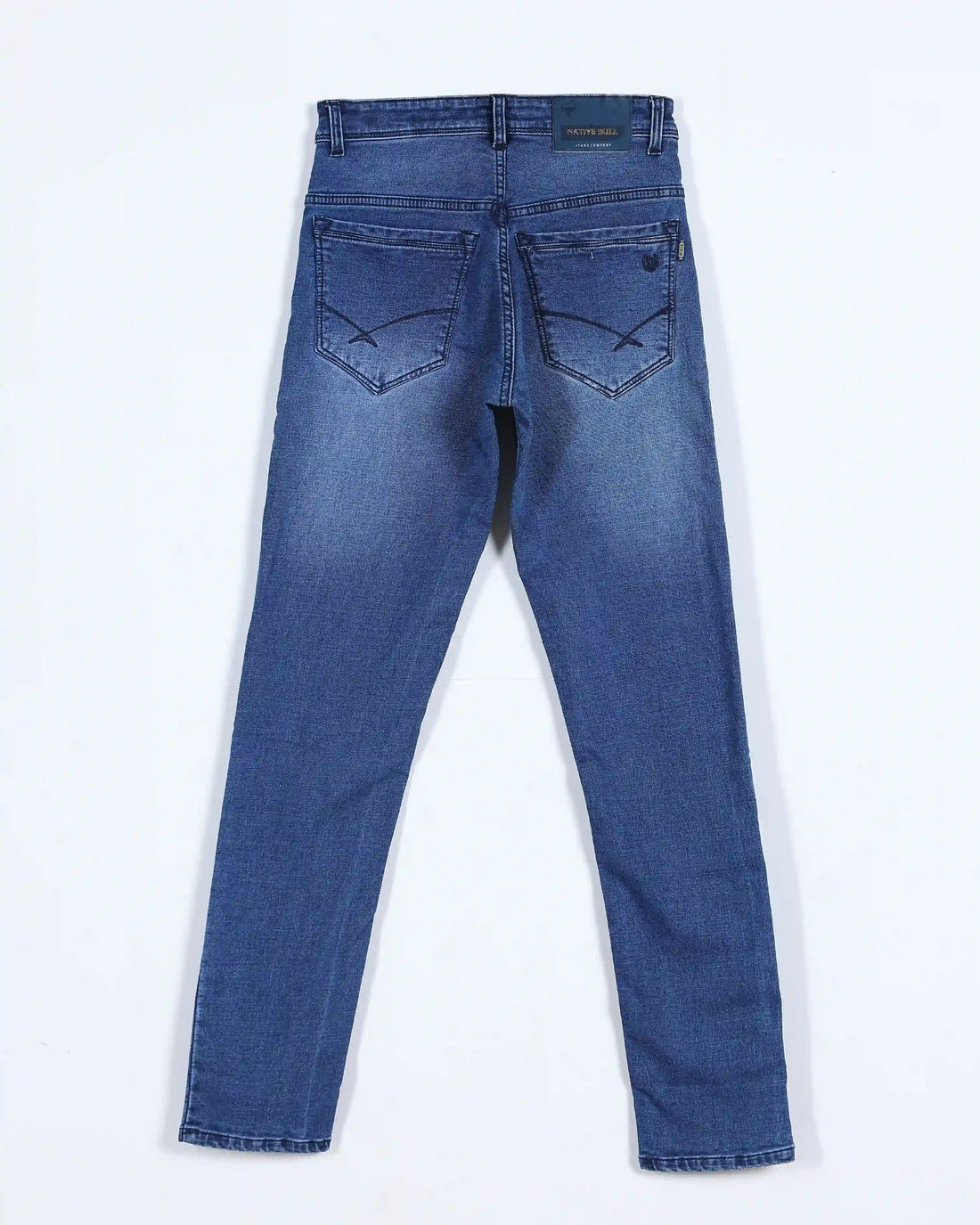 Men’s Nativebull Classic Mid Rise Slim Fit Denim Jeans with Five Pocket Styling and Button Closure - Dark Blue