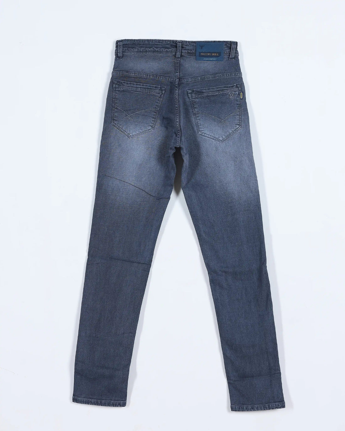Men’s Nativebull Mid Rise Slim Fit Denim Jeans with Classic Five Pocket Styling Button Closure Belt Loops and Tapered Leg Design - Dark Grey