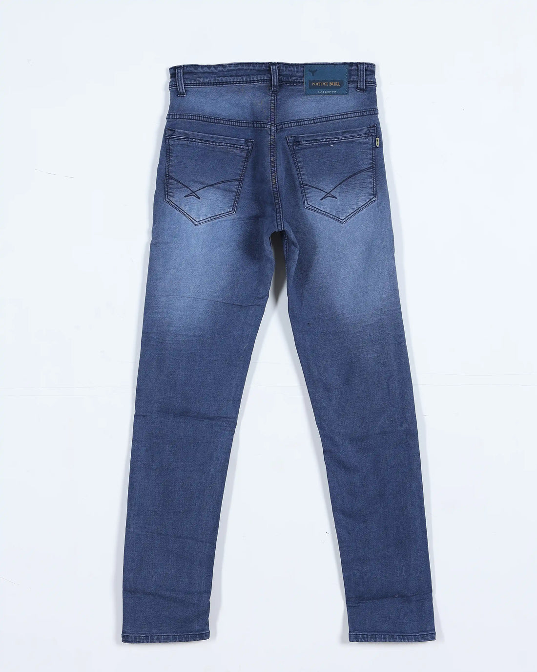 Men’s Nativebull Mid Rise Slim Fit Denim Jeans with Classic Five Pocket Styling Button Closure Belt Loops and Tapered Leg Design - Blue
