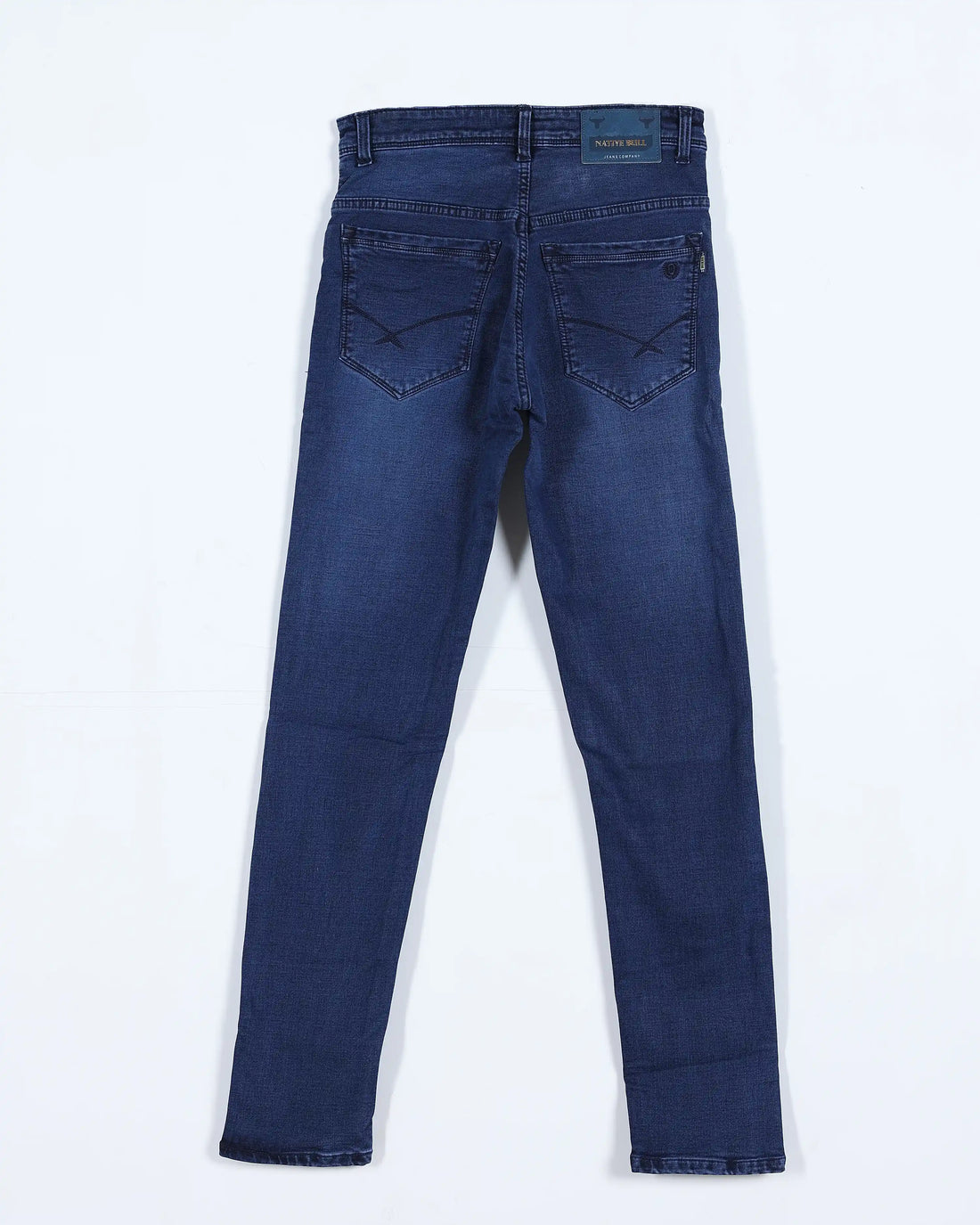 Men’s Nativebull Slim Fit Mid Rise Denim Jeans with Classic Pocket Design Button Closure and Belt Loops - Blue