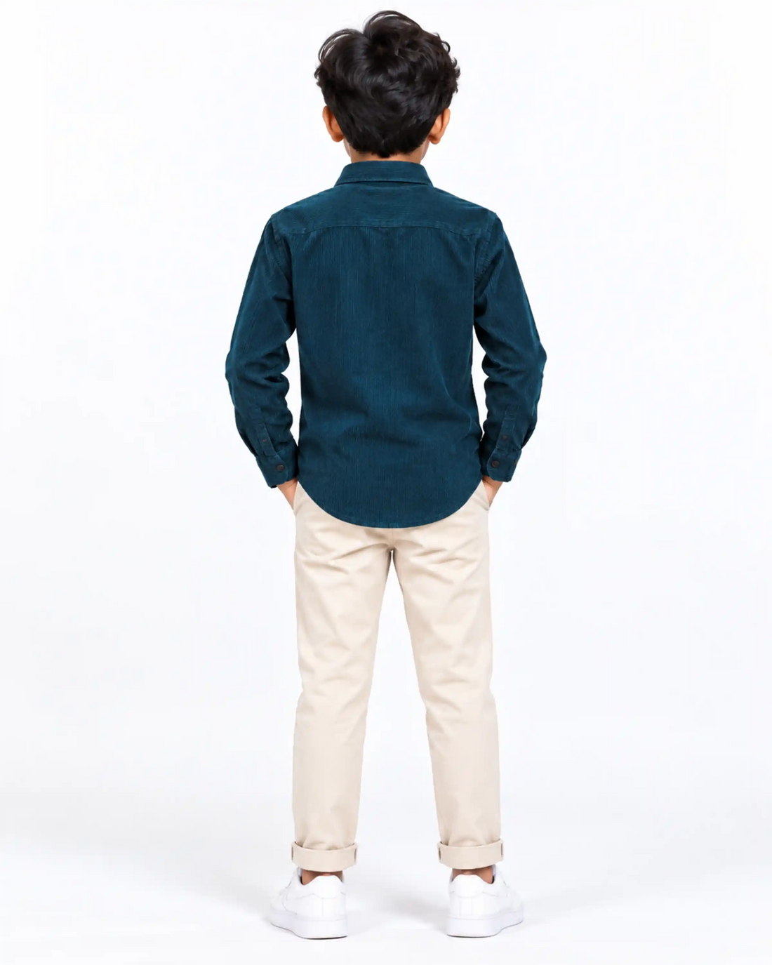Boys Nativebull Casual Full Sleeve Button Down Shirt with Dual Front Patch Pockets Classic Collar and Buttoned Cuffs - Teal