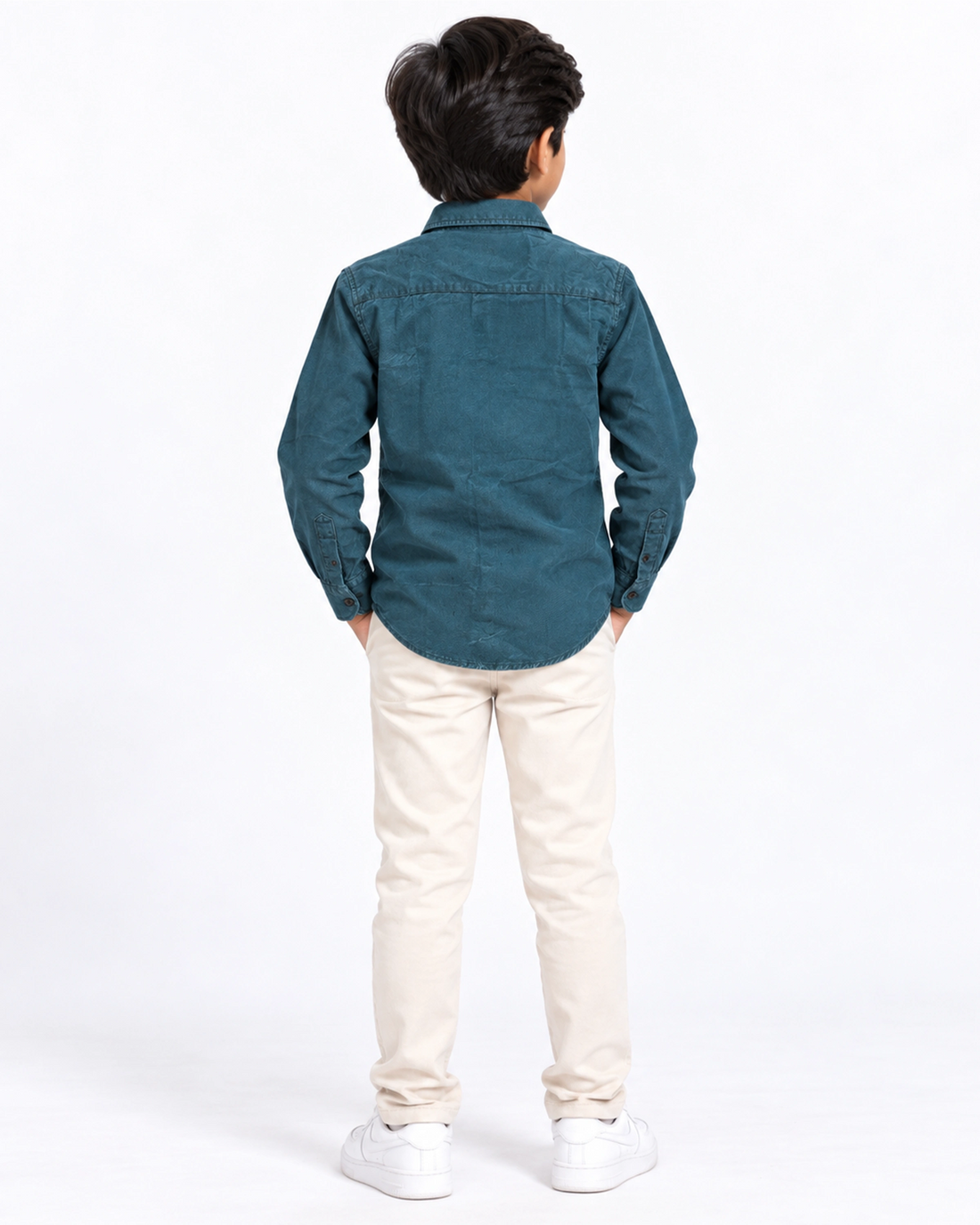 Boys Nativebull Casual Full Sleeve Button Down Shirt with Dual Front Patch Pockets Classic Collar and Buttoned Cuffs - Teal
