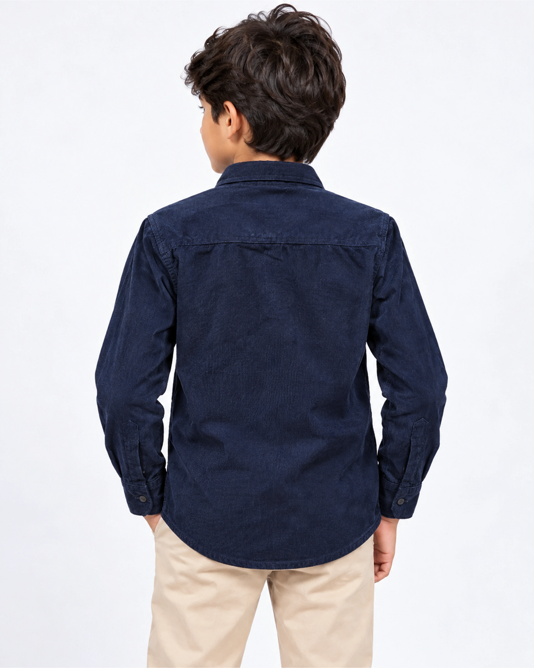 Boys Nativebull Casual Full Sleeve Button Down Shirt with Dual Front Patch Pockets Classic Collar and Buttoned Cuffs - Navy Blue
