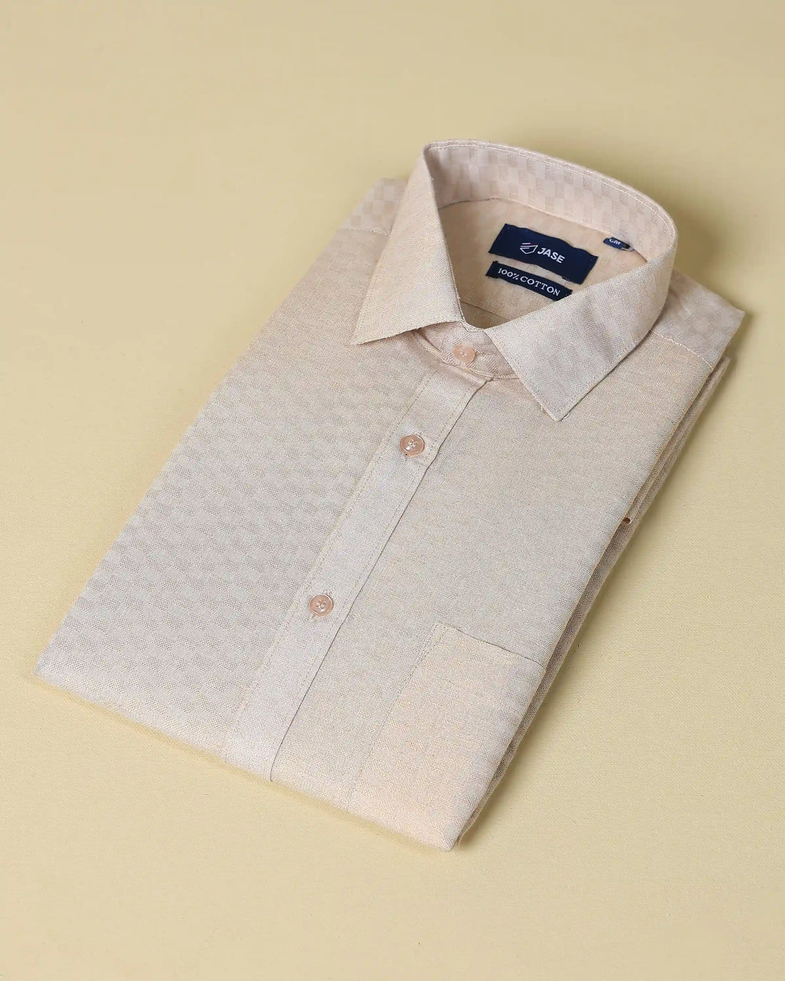 Men’s Textured Silk Blend Shirt and Traditional Dhoti Set with Gold Zari Border Design - Cream