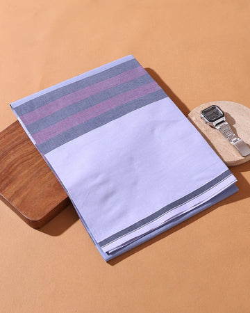 Men’s Sangu Brand Premium Cotton Lungi 2.10 Meter Length with Striped Pattern - Light Blue